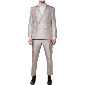 Dolce & Gabbana, Heren, Pakken, Grijs, Maat: L Zijde,