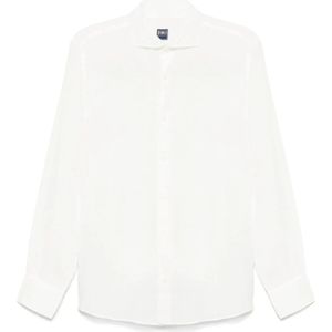 Fedeli, Heren, Overhemden, Wit, Maat: L Linnen,