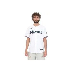 Nike Witte Miami Marlins Korte Mouw Shirt , White , Heren , Maat: XL