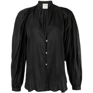 Forte Forte, Dames, Blouses & Shirts, Zwart, Maat: M Voile,