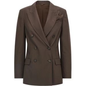 Brunello Cucinelli, Dames, Jassen, Bruin, Maat: XS Wol,