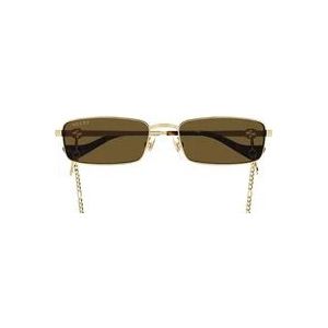 Gucci Retro zonnebril met ketting , Yellow , Dames , Maat: 56 MM