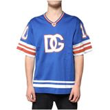 Dolce & Gabbana - Short Sleeve V-Neck T-shirt - Blauw - T-shirts