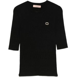 Twinset, Dames, Truien, Zwart, Maat: M Viscose,