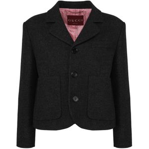 Gucci, Dames, Jassen, Grijs, Maat: 2XS Leer,