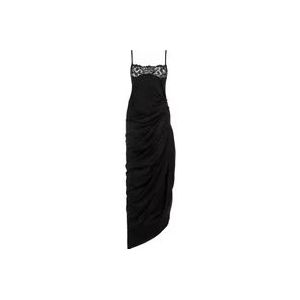 Jacquemus Zwarte Lange Jurk met Kantdetails , Black , Dames , Maat: 2XS