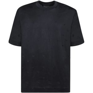 Emporio Armani - T-shirt - Blauw - Katoen - Geborduurd Logo