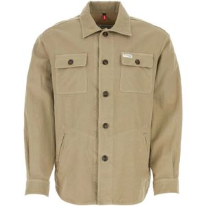 Fay, Heren, Overhemden, Beige, Maat: S Katoen,