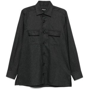 Kiton, Heren, Overhemden, Grijs, Maat: M Flanel,