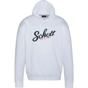 Schott Nyc, Heren, Sweatshirts & Hoodies, Wit, Maat: M Katoen,