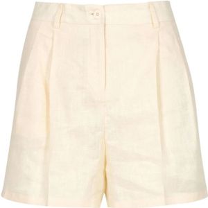 Semicouture, Dames, Korte broeken, Beige, Maat: XL Linnen,
