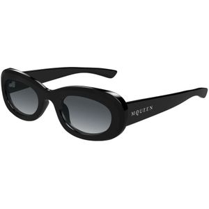 Alexander McQueen - Ovalen Zonnebril - Zwart - 51 mm
