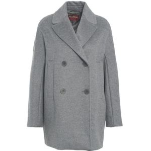Max Mara, Dames, Mantels, Grijs, Maat: L Wol,
