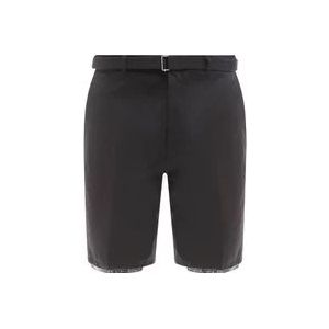 Lanvin Katoenen Bermuda Shorts met Riem , Black , Heren , Maat: M