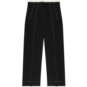 Maison Margiela - Broek - Zwart - Katoen - Linnen - Losse Pasvorm