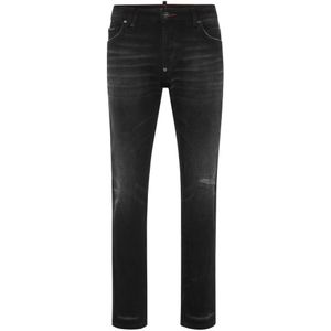 Philipp Plein, Heren, Jeans, Zwart, Maat: W32 Denim,