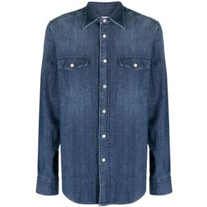 Boglioli, Heren, Overhemden, Blauw, Maat: L Denim,