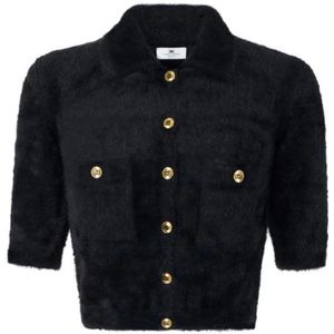 Elisabetta Franchi, Dames, Truien, Zwart, Maat: XS Polyamide,