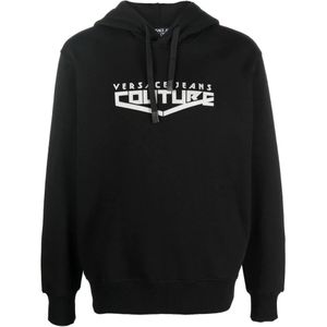 Versace Jeans Couture, Heren, Sweatshirts & Hoodies, Zwart, Maat: M Katoen,