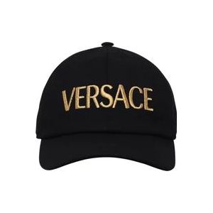 Versace Katoenen pet met geborduurd logo , Black , Dames , Maat: 59 CM