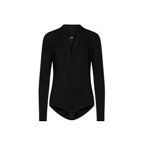Versace Zwart Gedrapeerd V-Hals Bodysuit , Black , Dames , Maat: S