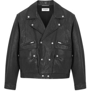 Saint Laurent, Heren, Jassen, Zwart, Maat: XL Leer,