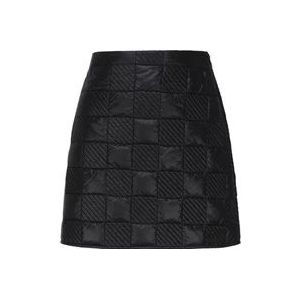 Moncler Gewatteerde Schaakbord Mini Rok Zwart , Black , Dames , Maat: XS