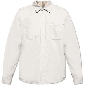 Balenciaga, Heren, Overhemden, Grijs, Maat: M Katoen,