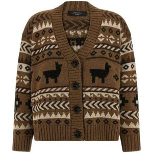 Weekend Max Mara - Loose Fit - Gebreid Jack - V-hals - Alpacawol - Noors Motief