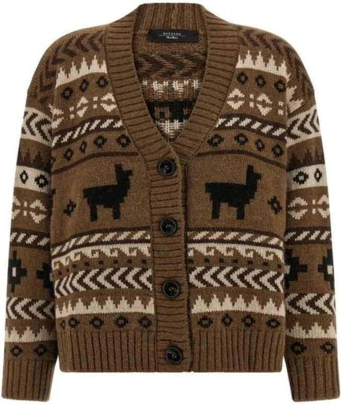 Weekend Max Mara - Loose Fit - Gebreid Jack - V-hals - Alpacawol - Noors Motief