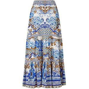 Camilla, Dames, Rokken, Blauw, Maat: XS Linnen,