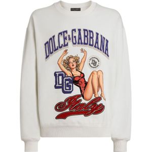 Dolce & Gabbana, Heren, Sweatshirts & Hoodies, Beige, Maat: S Katoen,