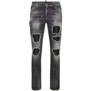 Philipp Plein, Heren, Jeans, Zwart, Maat: W31 Katoen,
