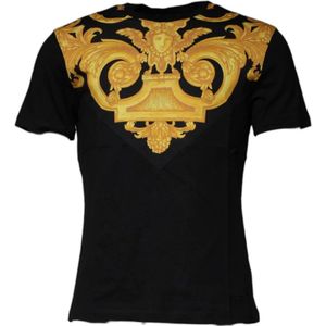 Versace - Crew Neck T-shirt - Zwart - 100% Katoen - Medusa Print Logo