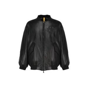 Moncler Leather Jassen , Black , Heren , Maat: L