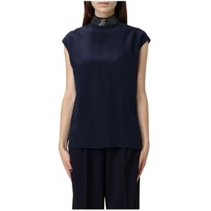 Brunello Cucinelli, Dames, Tops, Blauw, Maat: S