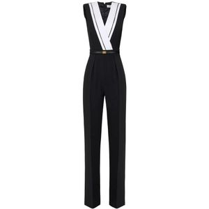 Elisabetta Franchi, Dames, Jumpsuits & Playsuits, Zwart, Maat: XS Leer,