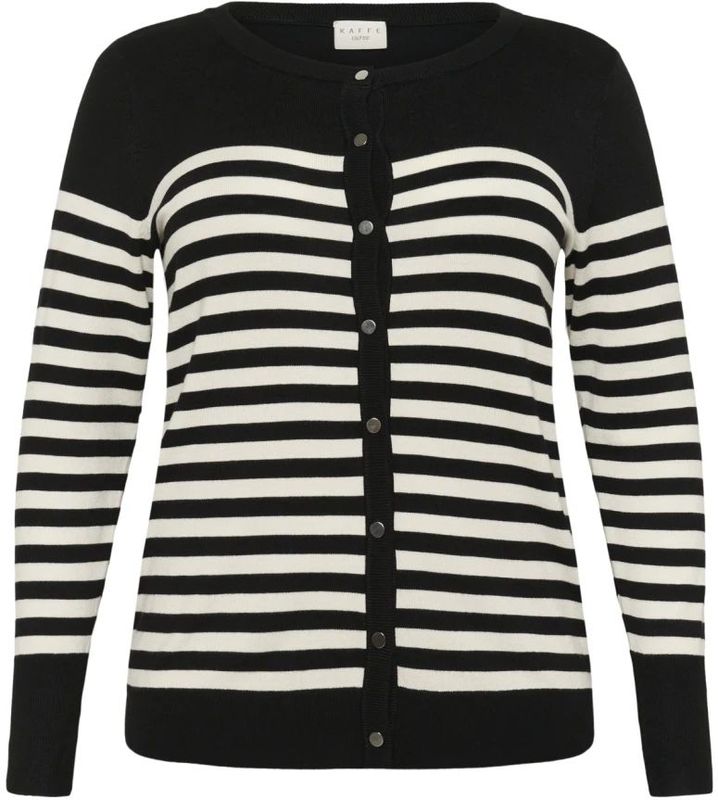 Kaffe Curve - Vesten - Zwart - Gestreept Vest Zwart/Turtledove Half Stripe