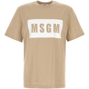 Msgm, Heren, Tops, Beige, Maat: L Katoen,