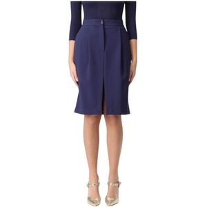 Elisabetta Franchi, Dames, Rokken, Blauw, Maat: L Leer,