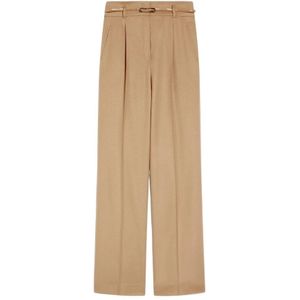 Max Mara Studio, Dames, Broeken, Beige, Maat: M Wol,