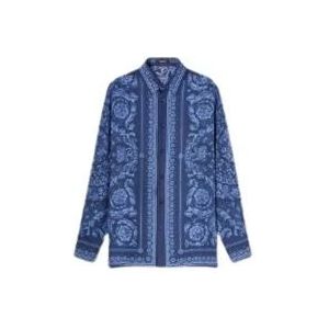 Versace Blauwe Overhemden voor Heren , Blue , Heren , Maat: XL