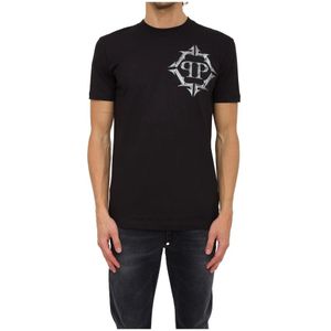 Philipp Plein, Heren, Tops, Zwart, Maat: XL Katoen,