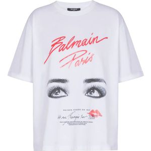 Balmain Kortmouw Schoonheid T-shirt , White , Dames , Maat: XS