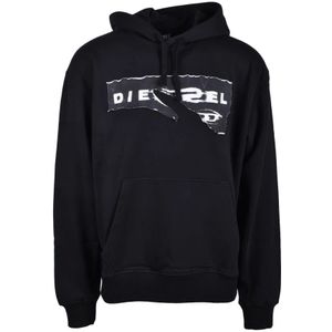 Diesel, Heren, Sweatshirts & Hoodies, Zwart, Maat: M Katoen,