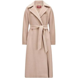 Max Mara Studio, Dames, Mantels, Beige, Maat: 3XS Wol,