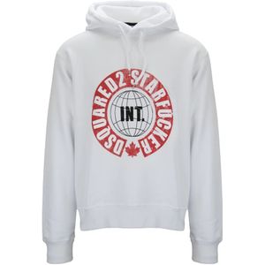 Dsquared2, Heren, Sweatshirts & Hoodies, Wit, Maat: S Katoen,