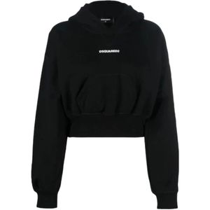 Dsquared2, Dames, Sweatshirts & Hoodies, Zwart, Maat: S Katoen,