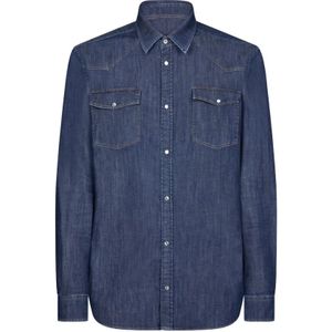 Dondup, Heren, Overhemden, Blauw, Maat: M Katoen,