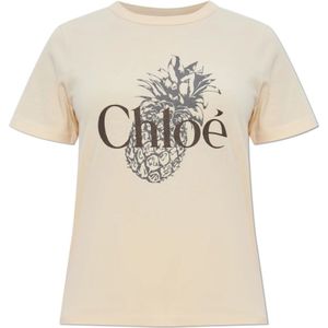 Chloé - T-shirt met Print - Geel - Dames - Katoen